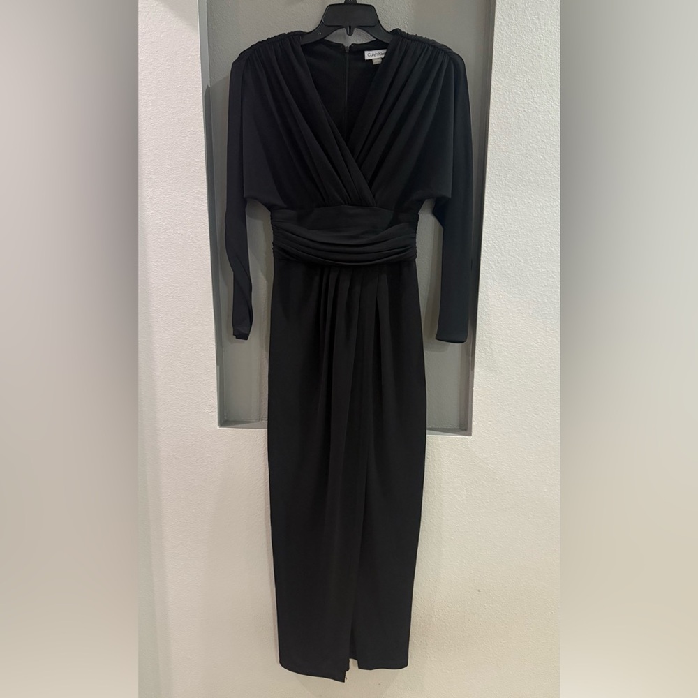 CALVIN KLEIN Ruched Jersey-Knit Gown Size 4 - Picture 3 of 7